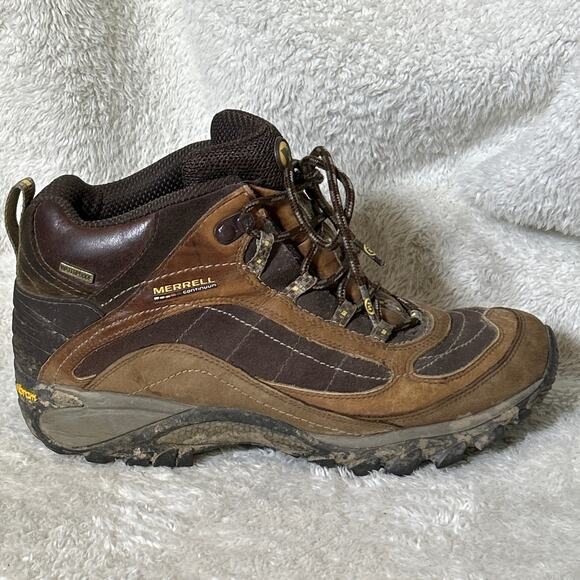 Merrell Continuum Boots 10 Brown Waterproof Vibram Soles READ - Picture 1 of 12